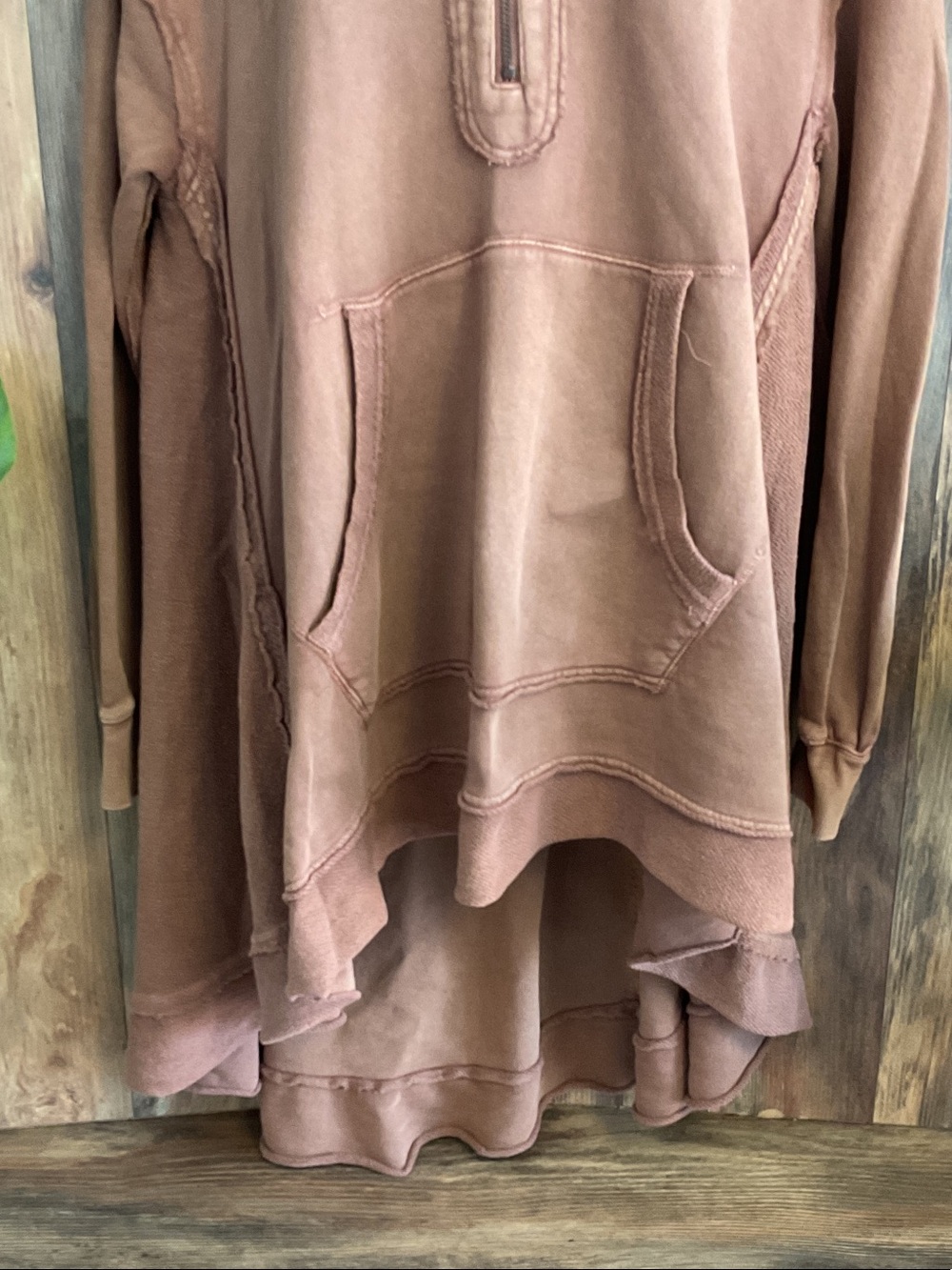 Free People Inside Out Hooded V-Neck Pullover High Low Sweatshirt Jacket XL - Picture 3 of 7